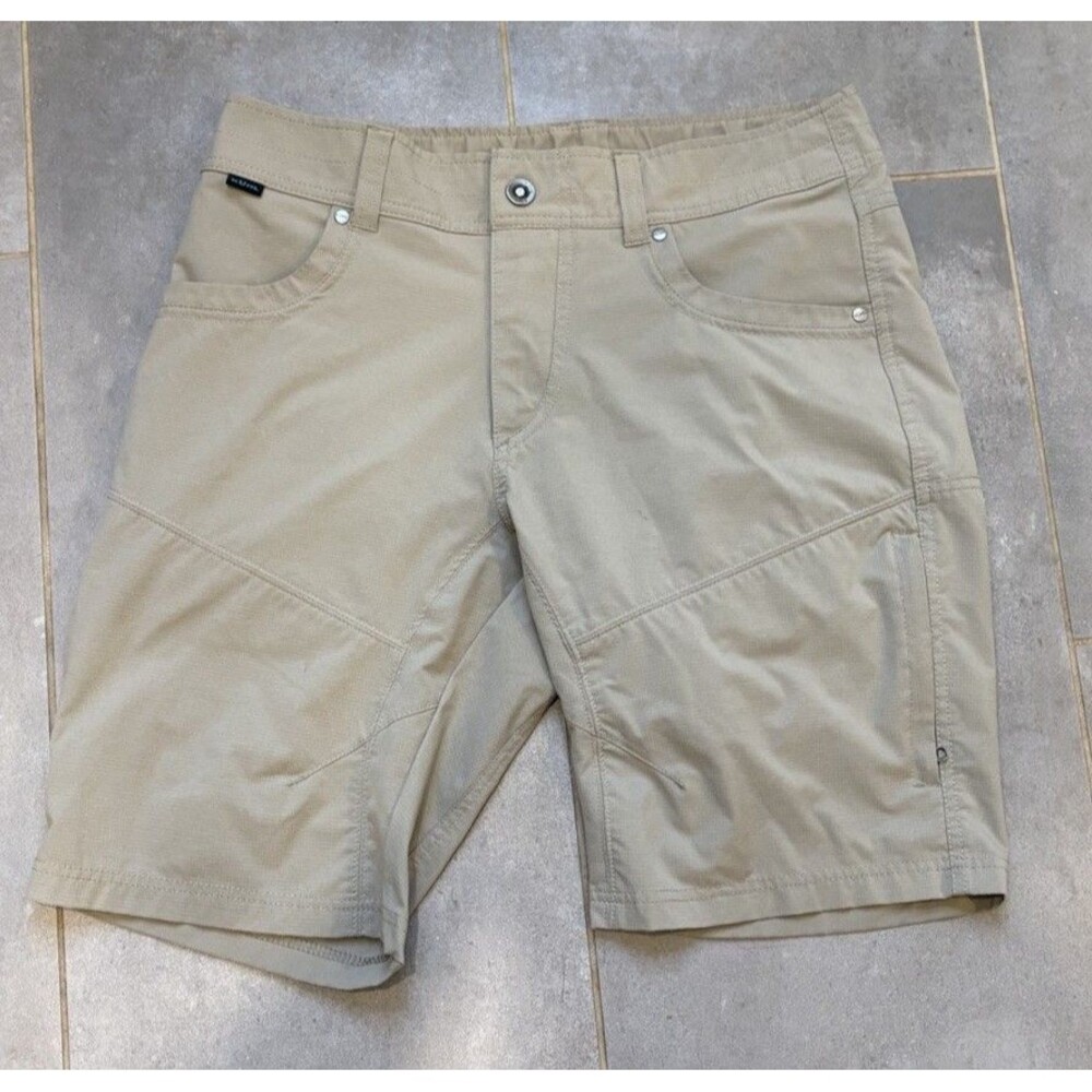 KUHL Silencr Kargo Shorts Mens 32 Tan Hiking Stretch Softshell Gorpcore